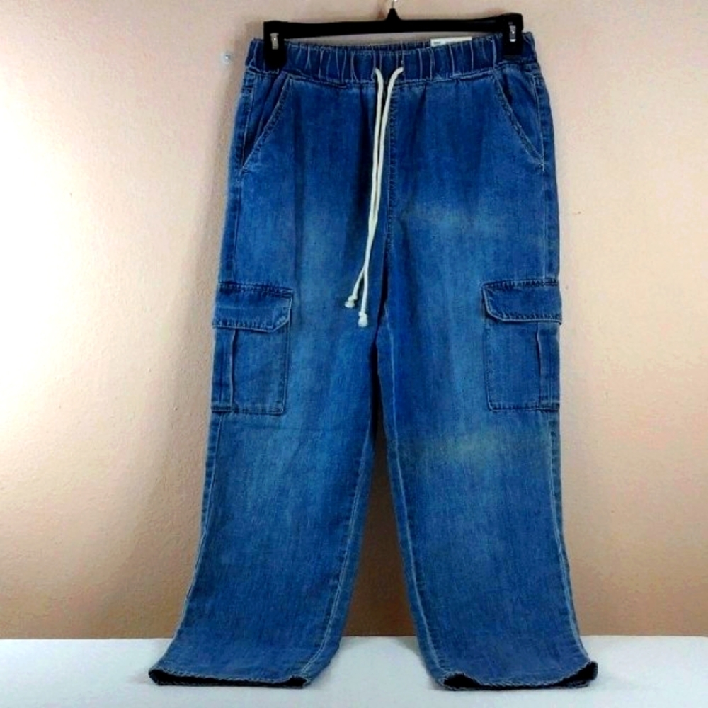 SO Super High Rise Cargo Jogger Denim Jeans.Pull on Draw String Size 9/29